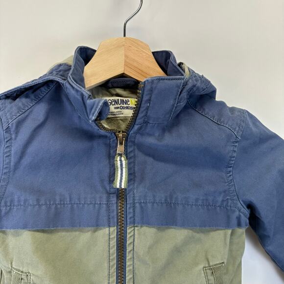 OshKosk Blue and Green Light Weight Full Zip Colorblock Jacket Boys 2T - Picture 8 of 13